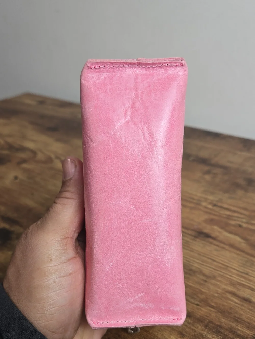 Abas Pink Leather Cosmetic Pouch Stylish Small Travel Makeup/Pouch Bag Euro Boho